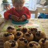 Peanut butter muffins with cherries image